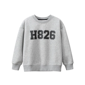 Sudadera de forro polar gris claro para niños con estampado H826 y puños acanalados