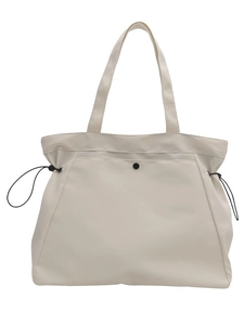 Grand sac cabas minimaliste en toile blanche avec cordons de serrage noirs ajustables