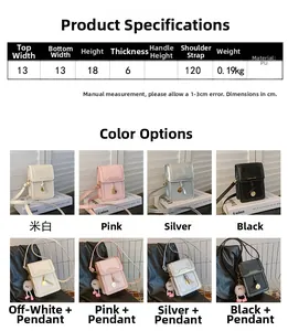 Detailed size specifications and interior capacity for this stylish mini PU crossbody bag