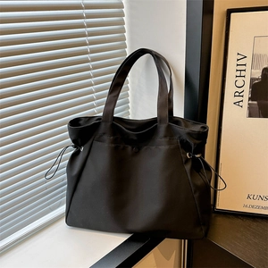 Minimalist Large Capacity Oxford Cloth Tote Bag For Women Solid Color Drawstring Shoulder Bag Casual Commuting Handbag