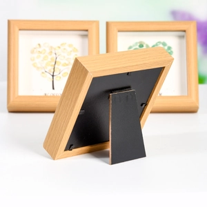 Square heart crystal wood picture frame featuring tree art and a sturdy back support stand