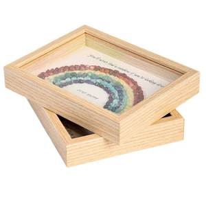 Rainbow crystal stone wood frame set with motivational Stay Happy lettering
