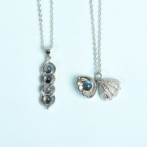 925 silver bean pod and shell necklaces with faceted moonstone and pave crystals