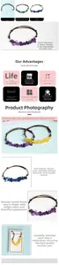 Detail of multi-gemstone woven bracelet with 5-8mm natural crystals and adjustable cord