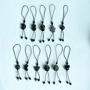 Natural Silver Sheen Obsidian Carved Pendant Charm For Phone Bag Decorations Animal Moon Hand Braided Cord