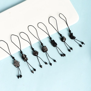 Natural silver obsidian carved pendants with diverse shapes and black phone straps