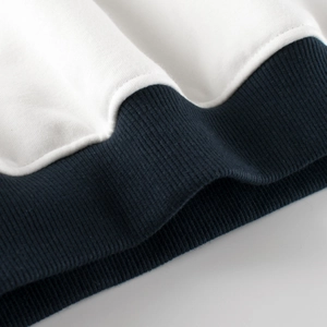 Kids warm fleece sweatshirt with navy ribbed hem detail and high-quality cotton fabric