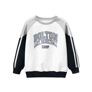 Kids tri-color patchwork sweatshirt with Bolton Basketball print for boys and girls