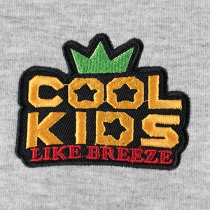 Grey fleece sweatshirt for kids with high-quality COOL KIDS colorful embroidery