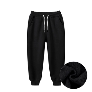 Pantalon de jogging chaud noir pour enfants avec doublure polaire et cordon