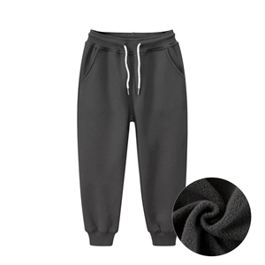 Pantalon de jogging pour enfants doublé de polaire gris foncé avec taille à cordon