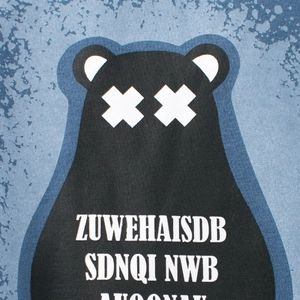 Sweat à capuche bleu délavé pour enfants avec motif d'ours noir et lettrage urbain