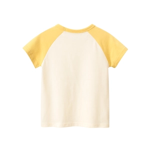 T-shirt à manches raglan courtes en coton pour filles, coloris crème et jaune