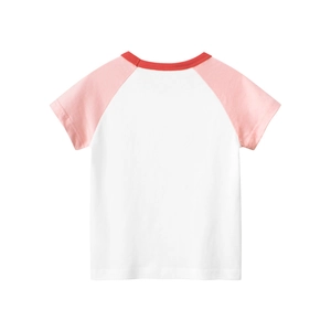 T-shirt à manches courtes pour filles avec motif lapin et manches raglan roses d'été