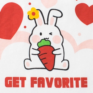 T-shirt en coton pour filles avec motif lapin mignon et texte GET FAVORITE
