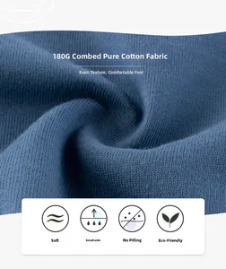 Macro du tissu bleu en coton peigné 180G à la texture douce, souple et respirante