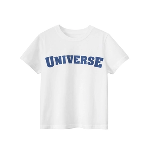 T-Shirt Enfant Pur Coton Manches Courtes Imprimé Lettres Universe Été Col Rond Décontracté Garçons Filles Haut