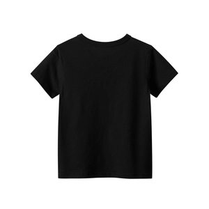 Classic black short-sleeve cotton T-shirt for girls featuring a clean back view design