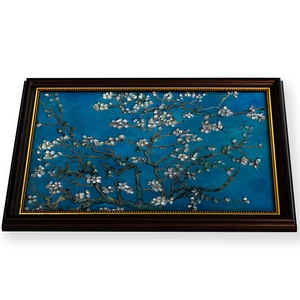 Van Gogh Almond Blossom 3D crystal stone frame painting with deep blue background