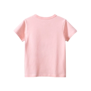 T-shirt en coton rose pour filles avec un design minimaliste à manches courtes et doux