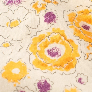 T-shirt d'été pour filles en coton avec motifs floraux imprimés jaunes et violets