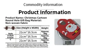 Size chart for Christmas non-woven gift bags showing dimensions and 30g weight details