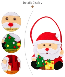 Detail view of Santa Claus felt Christmas gift bag showing 3D applique and stitching