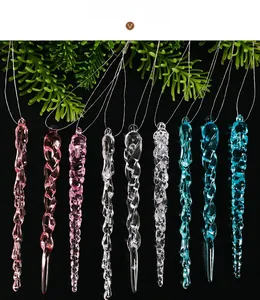 Detail showing colorful spiral acrylic icicle ornaments for Christmas tree decoration