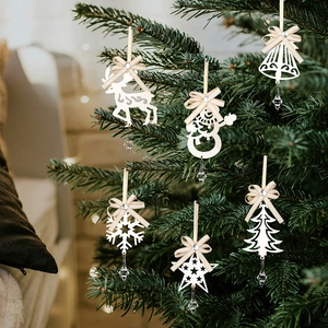 Holiday ornament set featuring reindeer and snowman icons with clear crystal teardrops