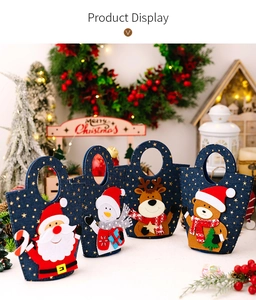 Set of 4 Christmas felt gift bags with Santa, Reindeer and Snowman patterns