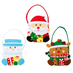 Cartoon Christmas gift bags with Santa Claus, Snowman and Reindeer applique designs