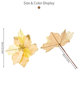Champagne gold artificial Christmas poinsettia detail showing size and petal texture