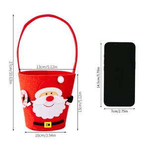 Weihnachts-Süßigkeiteneimer mit Weihnachtsmann-Motiv und Größenvergleich zum Handy