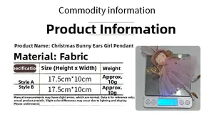 Detailed size and weight chart for Christmas rabbit ear girl pendant with wings
