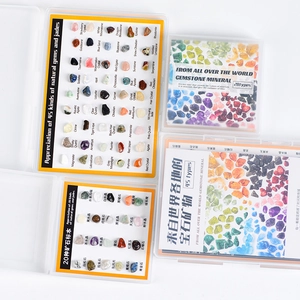 Educational set of 20 natural gemstone mineral specimens in clear display case