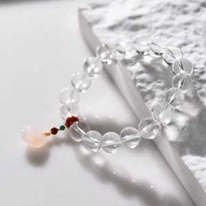 Natural White Crystal Beaded Bracelet For Women Retro Style With Agate Turquoise Charms Round Beads Crystal Jewelry Gift