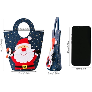 Christmas Santa felt gift bag with star pattern including size comparison and dimensions