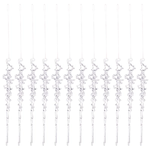 Set of 12 clear acrylic spiral icicle ornaments for Christmas tree and winter decoration