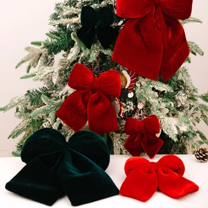 Christmas Velvet Bows Large Hanging Ornaments For Tree Decor Wedding Party Gift Wrap Elegant Bow Knots