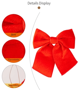 Detail of red velvet Christmas bow showing soft flannelette texture and steel wire support