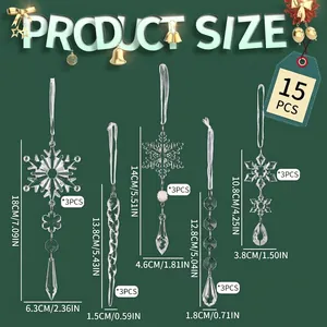Clear Acrylic Christmas Snowflake Icicle Hanging Ornaments Transparent Pink Blue Xmas Tree Decorative Pendants For Holiday