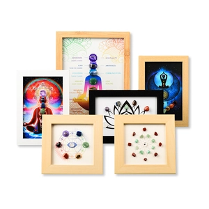 Lot de cadres en bois 7 Chakras avec pierres naturelles pour décoration murale de maison