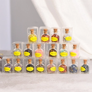 Mini Bouteilles De Souhaits En Verre Avec Éclats De Cristal Naturel Et Bouchons De Liège Spécimens De Pierres Précieuses