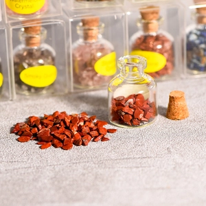 Spécimen de cristal jaspe rouge naturel en bouteille en verre pour décor de bureau