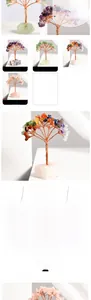 Handmade crystal tree with four gemstone variants and natural raw stone base