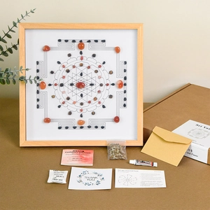 Sri Yantra Kristall-Energie-Rahmen Kit mit Amethyst und Heilsteinen Set für Heim