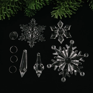 15-piece clear acrylic Christmas snowflake pendants with crystal water drop ornaments