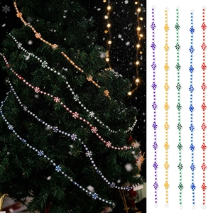 Close-up of peppermint candy beaded garlands in five colors for Christmas tree decor