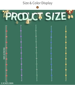 Size and color display of 37.4 inch Christmas candy bead garland with tassel