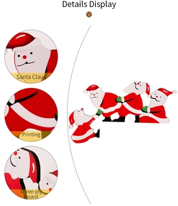 Detailed macro view of Santa Claus wooden door frame decor with high-quality printing